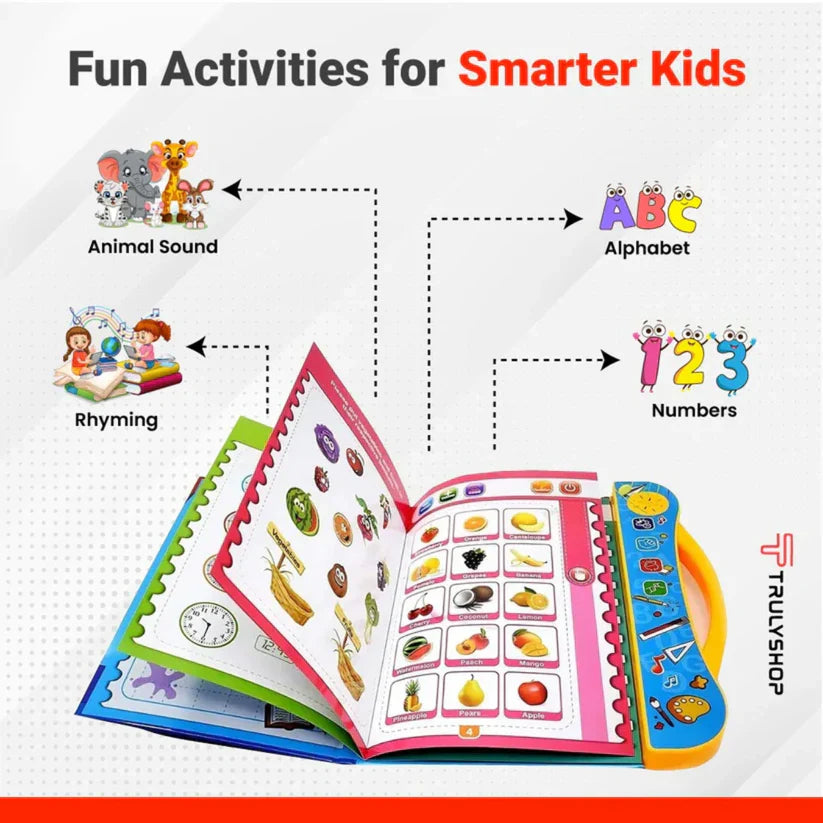 Kids Intelligence Book, Phonic learning with English Letters & Words, poems, relations & much more Learning with figures & voices
